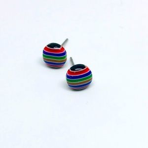 Black Multi Stripe Minimalist Stud Earrings